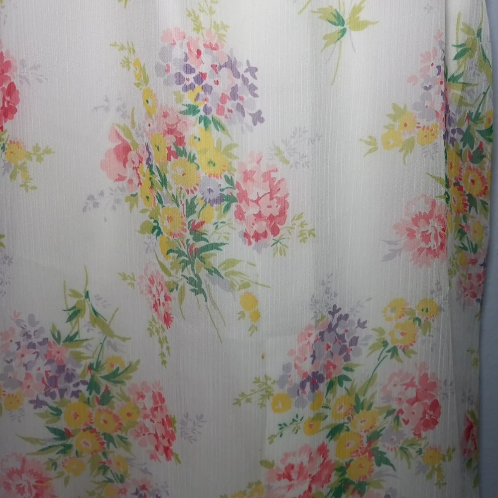 Ralph Lauren Cream Dress with Pastel Floral Trim Spring Summer Size 8